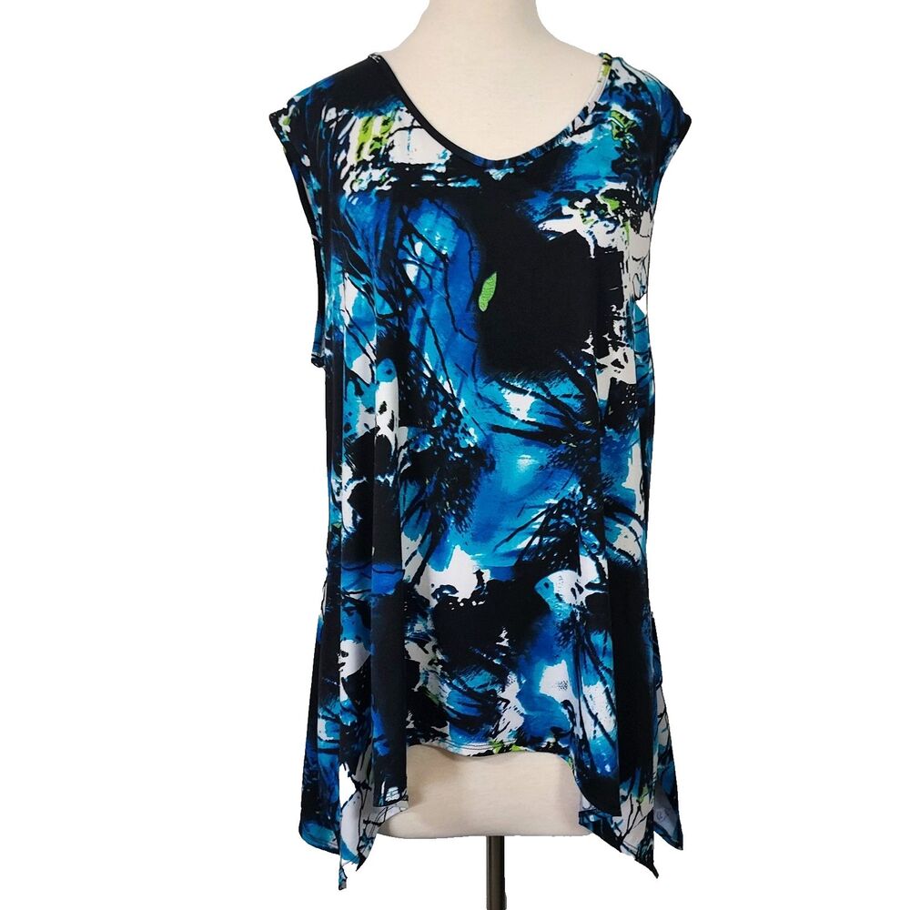 High Velocity Tank Top Asymmetrical Hem Flowy Stretch Sleeveless Women Plus 3X